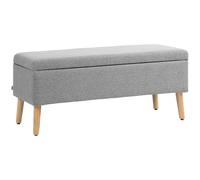 HOMCOM Banc Coffre Rangement Rembourré 110 x 39 x 45 cm Gris