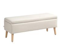 HOMCOM Banc Coffre Rangement rembourré Banquette Banc de lit Aspect Lin pour la Chambre à Coucher, entrée, Salon, Charge 220 Kg, 110 x 39 x 45 cm, Beige
