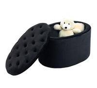 HOMCOM Banc Coffre Rangement, Tabouret Ovale, Banc de Rangement, Pouf Repose-Pieds en Tissu Effet Velours, pour la Chambre à Coucher, entrée, Salon, 71 x 52 x 42 cm, Noir