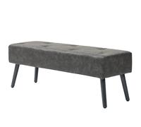 HOMCOM Banc de bout de lit Banquette de chambre avec pieds en bois et assise rembourrée 114x38x42 cm Gris