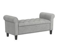 HOMCOM Banc de bout de lit en tissu effet velours avec coffre et accoudoirs roulés, Gris clair