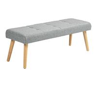 HOMCOM Banc de lit rembourré aspect lin avec fixation par boutons et pieds en bois pour chambre à coucher, salon, couloir 120 x 41 x 43 cm Gris