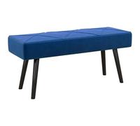 HOMCOM Banc de lit Velours rembourré 39" Bleu foncé