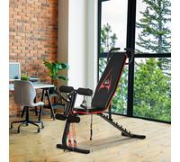 HOMCOM Banc de Musculation Banc d'Entraînement Ajustable avec Cordes élastiques Banc de Sit-Up pour Entraînement à Domicile 6 Positions d'Inclinaison Poids jusqu'à 150 kg Acier Simili Cuir Noir+Rouge 