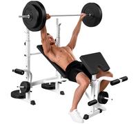 HOMCOM Banc de musculation incliné multifonctionnel, banc de musculation, banc de presse avec support d'haltères réglable, extension des jambes, curl avant, papillon, entraînement à domicile, centre