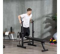 HOMCOM Banc de Musculation Pliable avec 8 Hauteurs Réglables et Support de Barres en Acier et PU, 140x73x98-122 cm, Noir