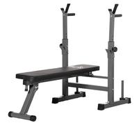 HOMCOM Banc de musculation pliable avec support d'haltères réglable et poignées dips - fitness