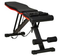 HOMCOM Banc de musculation pliable dossier réglable 6 niveaux assise ajutable 4 niveaux coussin 130 x 34 x 109 cm noir et rouge