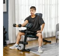 HOMCOM Banc de musculation pliable inclinable, banc réglable avec extenseur des jambes, acier, 54 x 160 x 106 cm, noir bleu