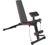 HOMCOM Banc de musculation pliable inclinable, banc réglable pour le développé couché, le curl biceps, la musculation du dos et des abdominaux, avec extenseur des jambes, acier, noir rouge