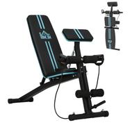 HOMCOM Banc de Musculation Pliable Inclinable Réglable Noir | pour Développé Couché, Curl Biceps, Musculation Dos Abdominaux, avec Extenseur des Jambes, Acier