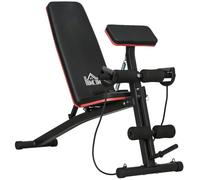 HOMCOM Banc de Musculation Pliable Inclinable Réglable Noir | pour Développé Couché, Curl Biceps, Musculation Dos Abdominaux, avec Extenseur des Jambes, Acier