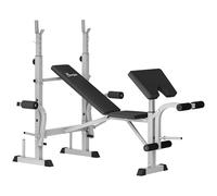 HOMCOM Banc de musculation réglable avec support de squat, support de presse robuste avec coussinet de prédicateur, développeur de jambes, support d'haltères, papillon, banc d'entraînement de