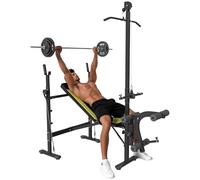 HOMCOM Banc de Musculation Traction Dossier Réglable Curler Noir Jaune