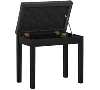 HOMCOM Banc de piano avec espace de rangement, pieds en bois et cuir synthétique, noir, 55 x 34 x 50 cm