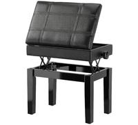 HOMCOM Banc de Piano Banc de Clavier Réglable en Hauteur Bois Massif Noir | Tabouret Piano, Compartiment Caché, Siège Rembourré Polyuréthane, Stable Antidérapant, Charge 150kg