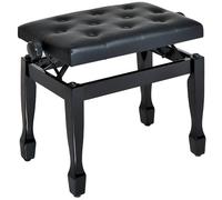 HOMCOM Banc de Piano, Banc de Clavier réglable en Hauteur en Bois Massif, Tabouret Piano avec Compartiment caché, siège rembourré polyuréthane à 10 Boutons, Stable et antidérapant, Charge 200kg, Noir