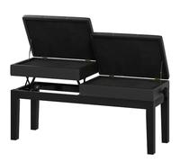 HOMCOM Banc de Piano Réglable en Hauteur, Tabouret avec Rangement Noir | Tabouret de Piano, Banquette pour Clavier Capitonné, Pieds en Bois d'Hévéa