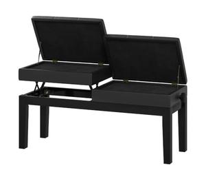 HOMCOM Banc de Piano Réglable en Hauteur, Tabouret avec Rangement Noir | Tabouret de Piano, Banquette pour Clavier Capitonné, Pieds en Bois d'Hévéa
