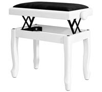 HOMCOM Banc de Piano, Tabouret Piano Réglable en Hauteur 45-56 cm Blanc