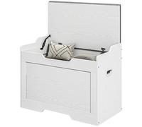 HOMCOM Banc de Rangement 103L avec Coussin en Tissu, Coffre Multifonctionnel avec charnière de sécurité pour Chambre et entrée, 75x40x56cm, Blanc