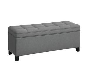 HOMCOM Banc de Rangement 112L Banquette Bout de lit Coffre de Rangement avec siège capitonné, Tissu de Lin, pour Salon, Chambre, entrée, 120 x 40 x 48 cm, Gris foncé