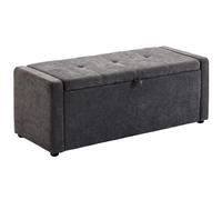 HOMCOM Banc de Rangement 142 L, Bout de lit, Repose-Pieds rembourré en Lin avec Assise Large et Confortable, Cadre en Bois rouste, Charge 200 Kg, pour Salon, Chambre, entrée, 122x48x44cm, Gris foncé