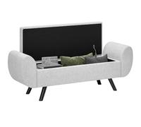 HomCom – Banc de rangement 53,8L – Siège rembourré lin & accoudoirs – 132×42×50 cm – Gris