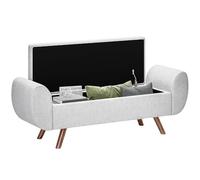 Banc de rangement 53,8L - HOMCOM - siège rembourré en lin et accoudoirs - pour salon, chambre, entrée - 132 x 42 x 50 cm - gris