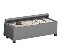 HOMCOM Banc de Rangement 84L Pouf Salon Bout de lit Coffre de Rangement Repose-Pieds en Velours côtelé avec Couvercle, pour Salon, Chambre, entrée, 112 x 42 x 40 cm, Gris