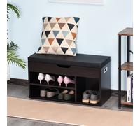 HOMCOM Banc de Rangement à Chaussures Meuble de Rangement à Chaussures avec Coussin d'Assise 3 Compartiments 80 x 30 x 43 cm Noir aosom france