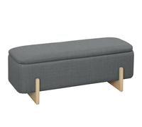 HOMCOM Banc de Rangement Aspect Lin avec charnières de sécurité, Pieds en Bois, Coffre pour Salon, Chambre à Coucher, Couloir - 111 x 44 x 44,5 cm - Gris foncé
