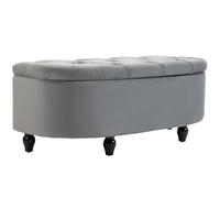 HOMCOM Banc de Rangement Aspect Velours 120x46x42 cm Gris foncé