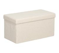HOMCOM Banc de Rangement Aspect Velours, 76x38x38 cm, Blanc crème | Pliable, banc rembourré, coffre de rangement, coffre banc pour salon, chambre, entrée.