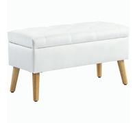 HOMCOM Banc de Rangement avec Coussin et Couvercle, 80x35x42 cm, Blanc