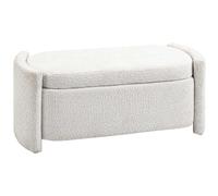 HOMCOM Banc de rangement avec couvercle, aspect velours en peluche, pour salon, chambre à coucher, crème, 105 x 44 x 45,5 cm