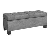 HOMCOM Banc de rangement, banc rembourré, aspect lin, boîte de rangement rembourrée jusqu'à 180 kg, pour couloir, chambre à coucher, salon, 116 x 41 x 47 cm, gris
