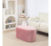 HOMCOM Banc de Rangement Banquette Ottomane, Design Rétro, Velours Côtelé, 81 cm x 40 cm x 41 cm, Rose