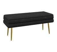 HomCom – Banc coffre de rangement 2 en 1 – Assise aspect velours, pieds acier – noir et doré