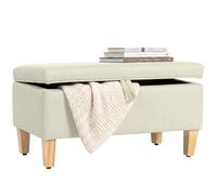 HOMCOM Banc de Rangement, Bout de Lit, 71 x 37 x 36 cm, Beige