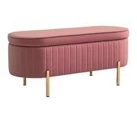 HOMCOM Banc de Rangement Bout de Lit 72L en Velours 108x44x43,5cm Rose