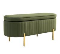 HOMCOM Banc de Rangement Bout de Lit 72L Velours 108x44x43,5cm Vert Foncé