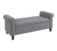 HOMCOM Banc de Rangement Bout de Lit avec Accoudoirs 126x48,5x57 cm Gris