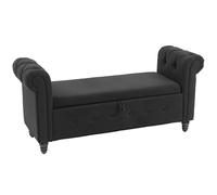 HOMCOM Banc de Rangement, Bout de lit, Coffre de Rangement en Tissu Aspect Lin avec Pieds en Bois, 146,5 x 49 x 72 cm, Noir