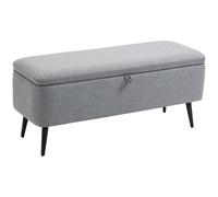 HomCom - Banc coffre de rangement en tissu, pieds en acier noir, 101 x 38,5 x 44,5 cm, gris