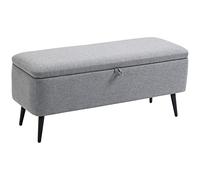 HomCom - Banc coffre de rangement en tissu, pieds en acier noir, 101 x 38,5 x 44,5 cm, gris