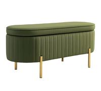 HOMCOM Banc de Rangement, Bout de lit en Velours, Coffre de Rangement avec Couvercle, Pieds en métal, capacité 72 L, jusqu'à 220 kg, Banquette pour Salon, Chambre, entrée, 108x44x43,5cm, Vert foncé