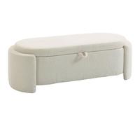 HOMCOM Banc de Rangement Bout de Lit Ovale 200 Kg 129 x 48,5 x 44 cm Crème