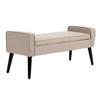 HOMCOM Banc banquette coffre 2 en 1 en tissu aspect lin avec pieds effilés en bois - 120 x 45 x 54 cm - beige