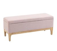 HOMCOM Banc de Rangement, Coffre de Rangement avec Couvercle Amovible Style scandinave, Bout de lit en Tissu Lin, 110 x 39 x 45 cm, Rose